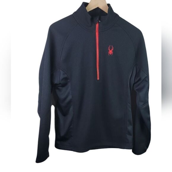 Spyder Black & Ribbed 3/4 Zip Pullover Sweatshirt - Picture 1 of 6